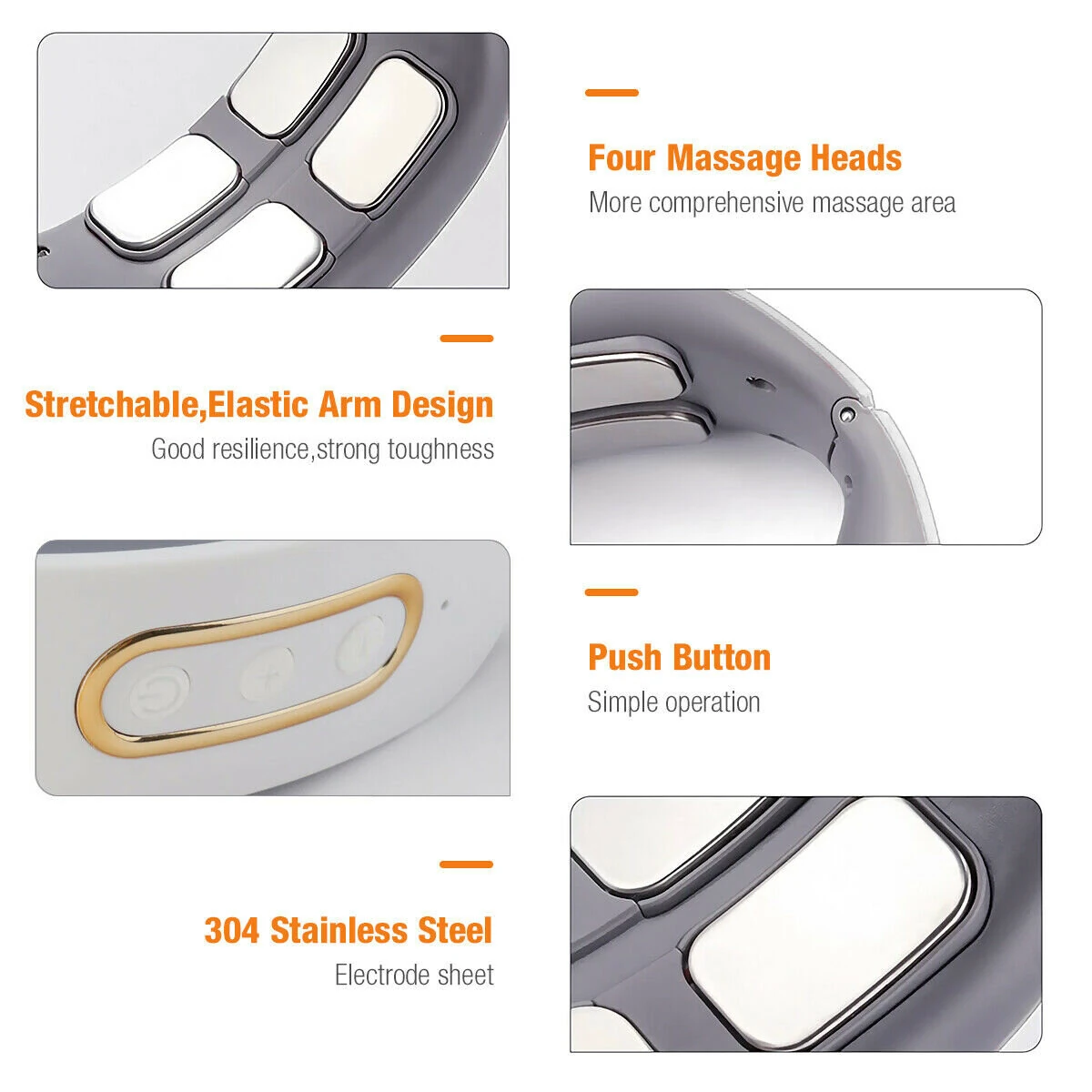 (image for) CHIGO 4-Head Neck Massager TENS Muscle Neck Massager Wireless Electric Neck Massager Device 6 Massage Modes 9 Strength Levels